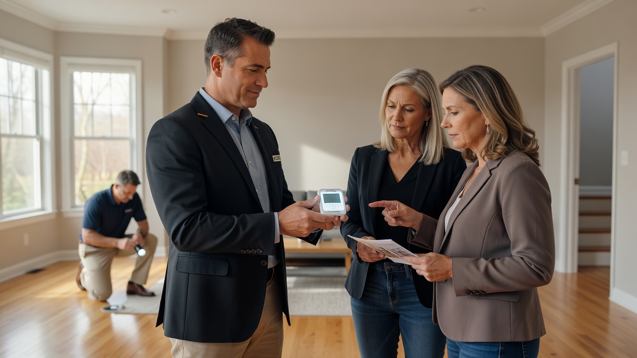real estate agent showing home client