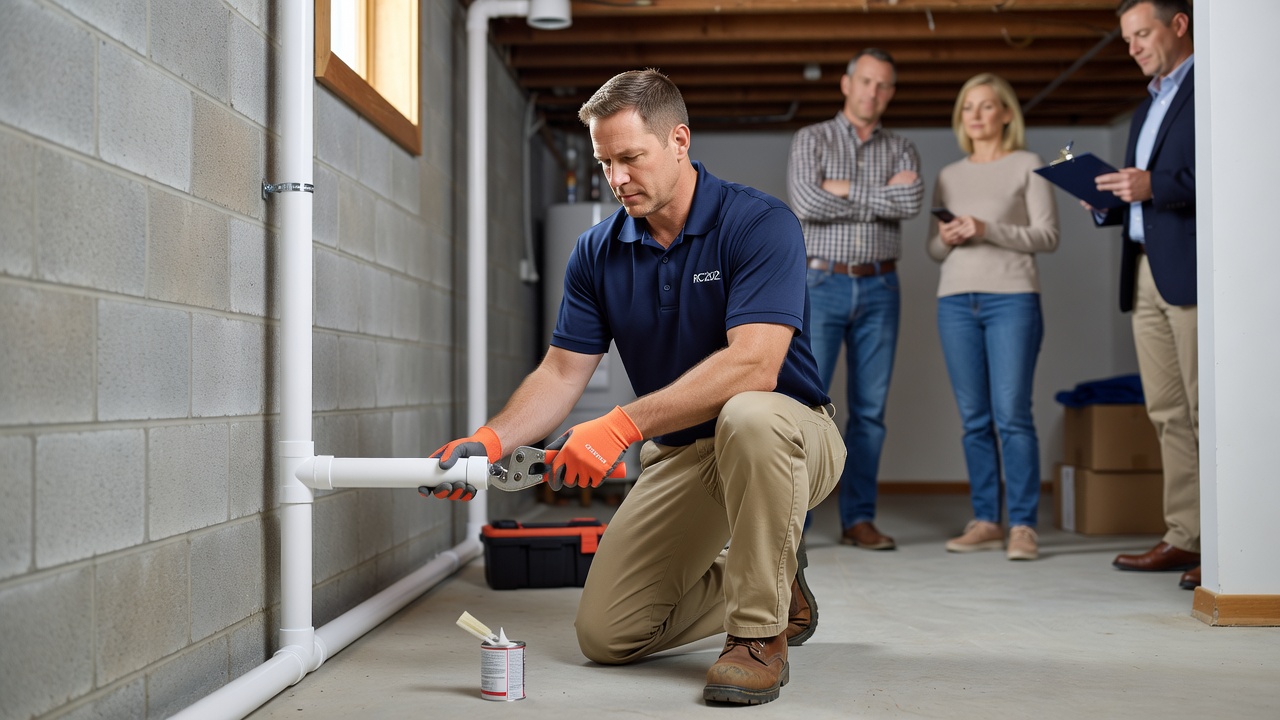 radon technician PVC pipe basement Ohio installation