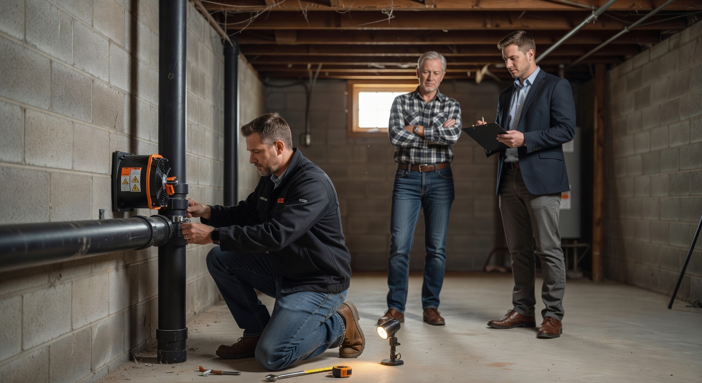 radon mitigation system installation Ohio home basement