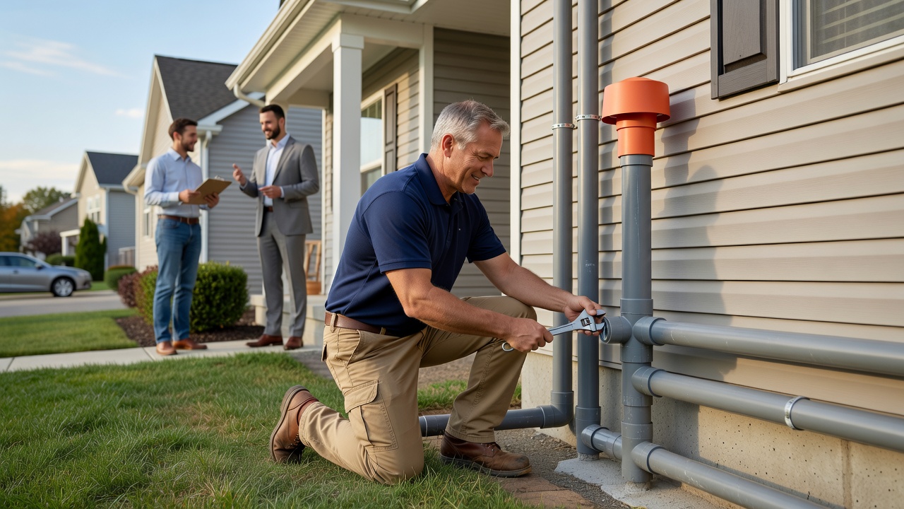radon mitigation PVC pipe exterior installation