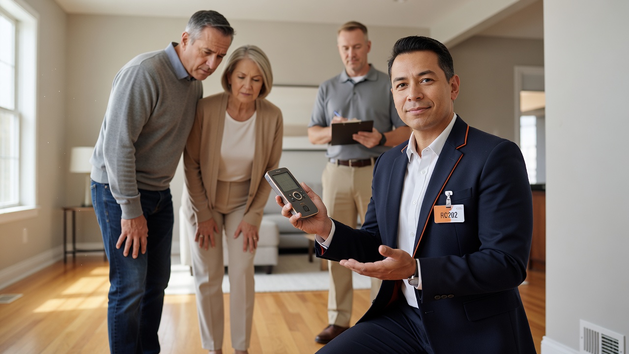 real estate agent showing home client