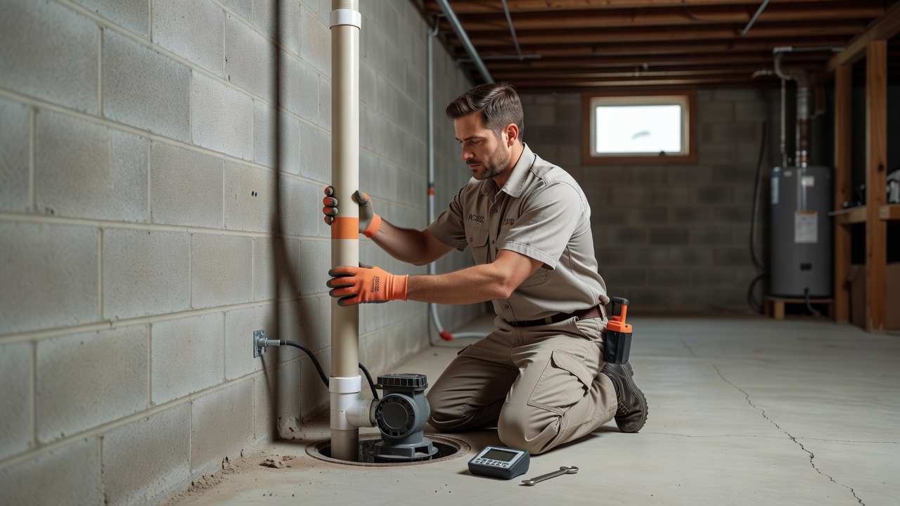 radon mitigation pipe basement sump pump