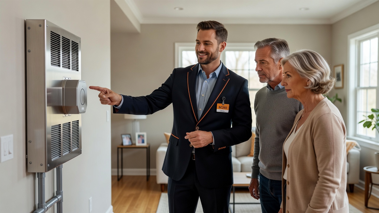 real estate agent showing home client
