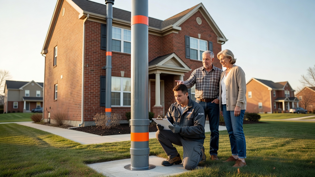 radon mitigation pipe system exterior Ohio home
