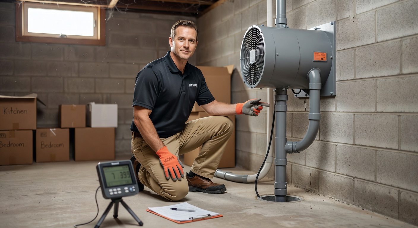 Ohio licensed radon professional with mitigation equipment