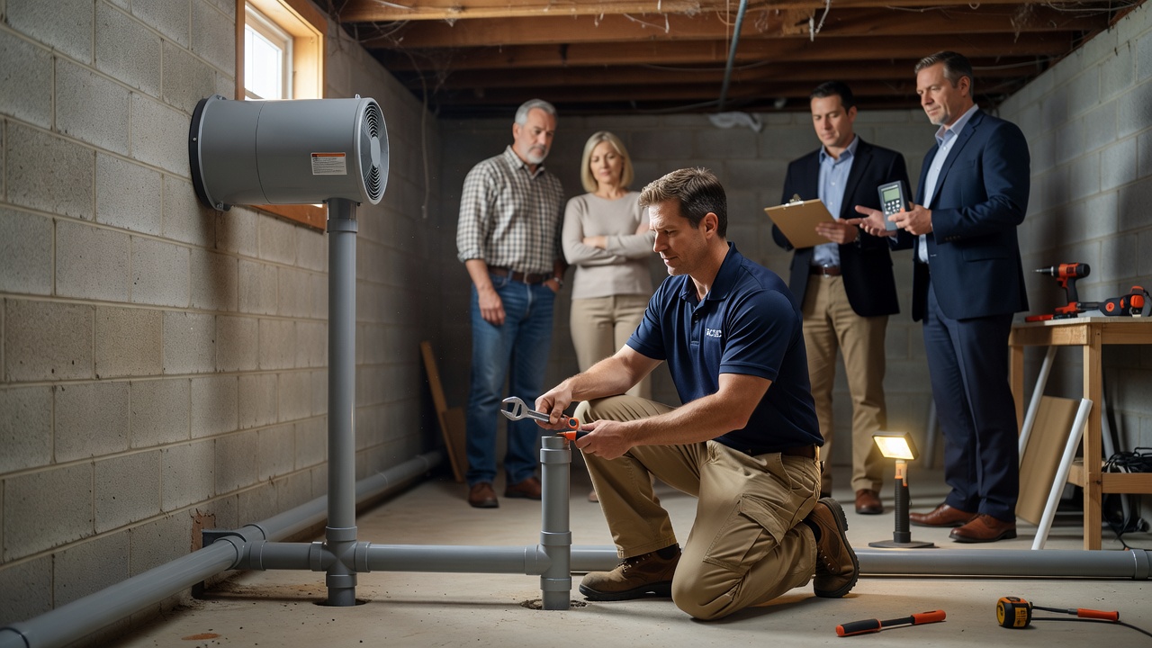 radon mitigation system installation Ohio home basement