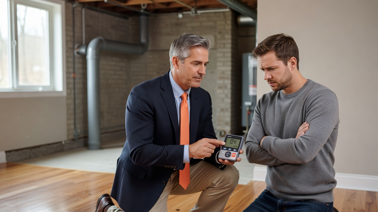 real estate agent showing home client