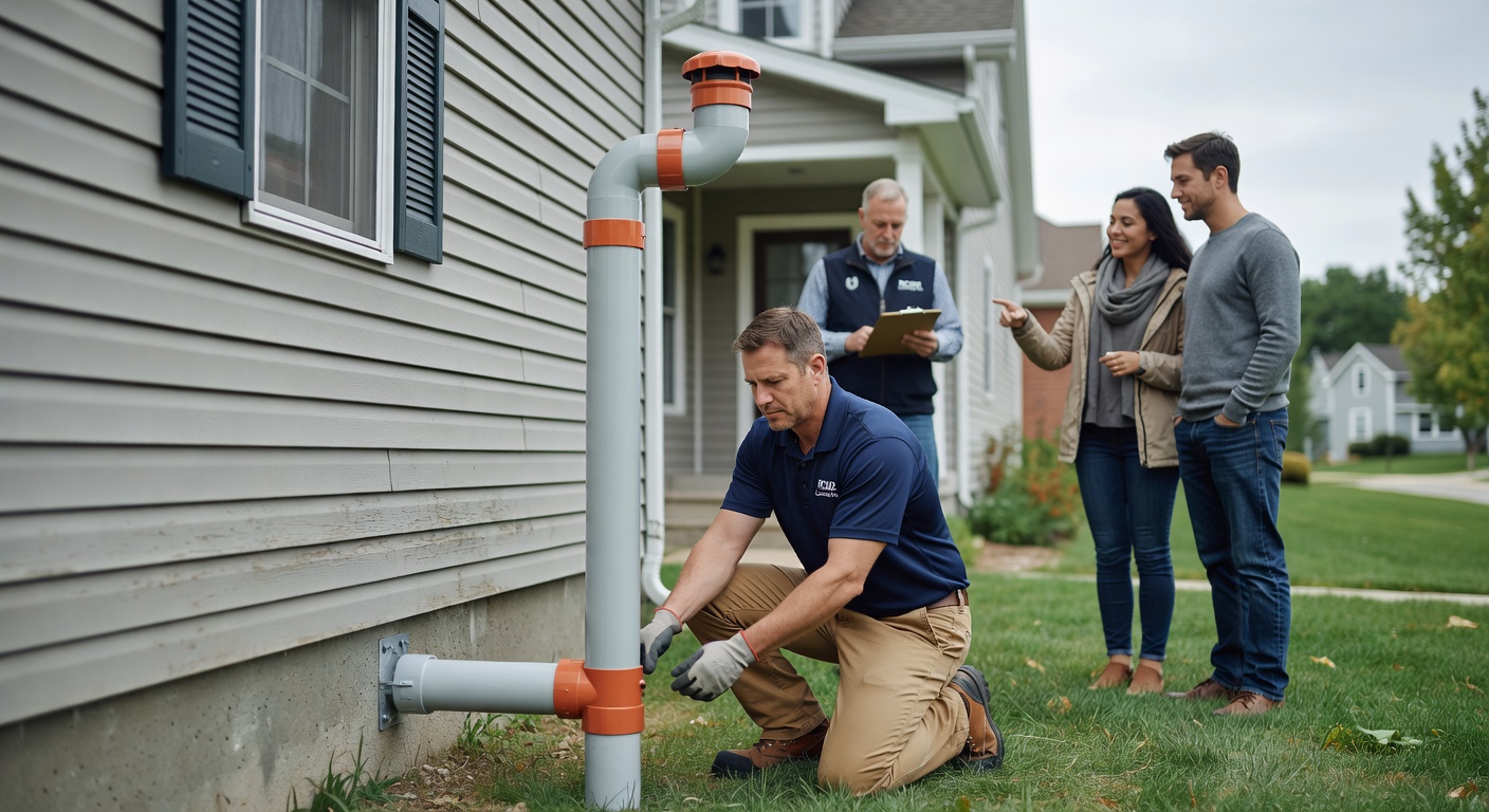 radon mitigation pipe exterior home Ohio