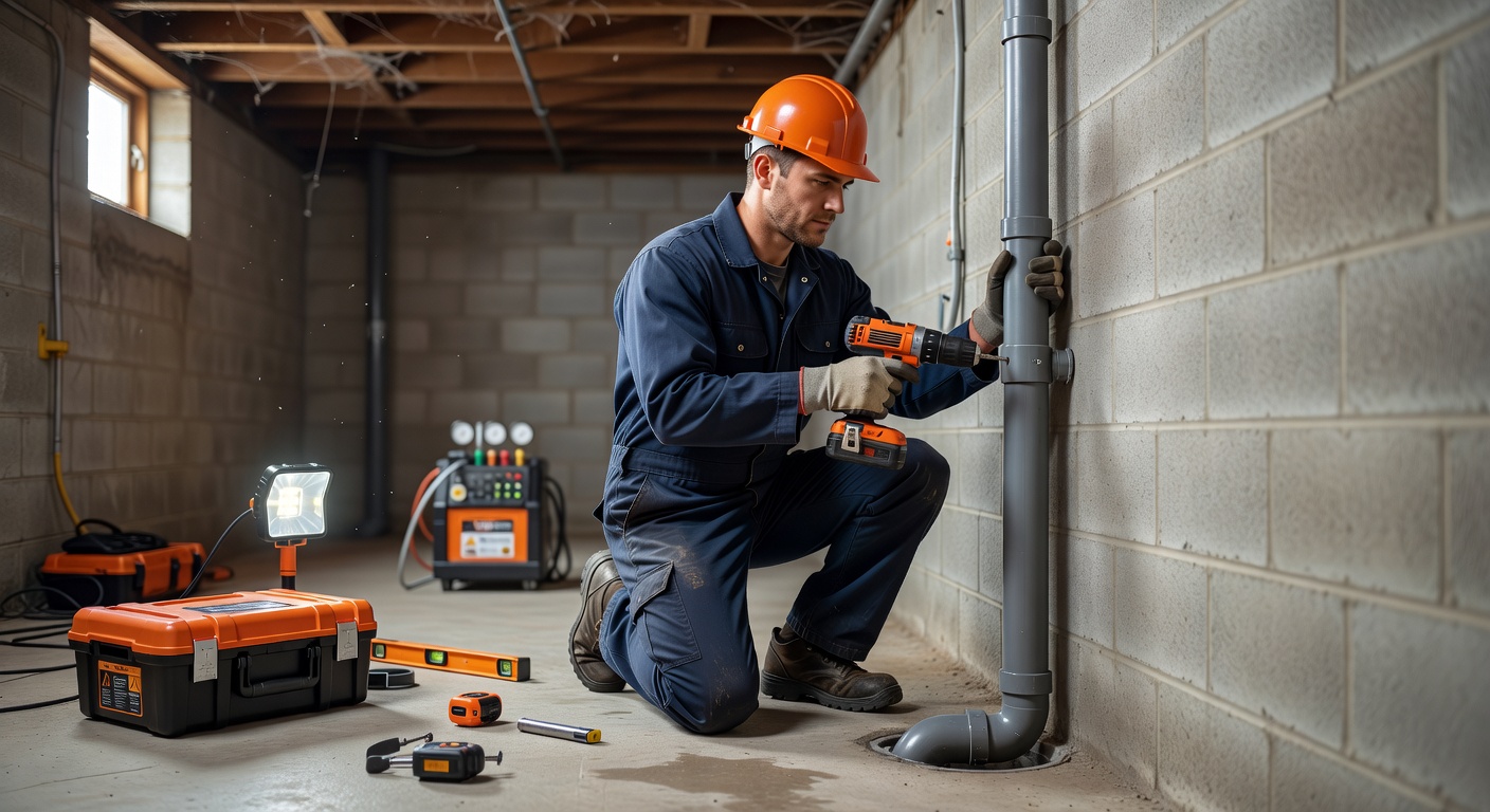 radon mitigation installation technician basement