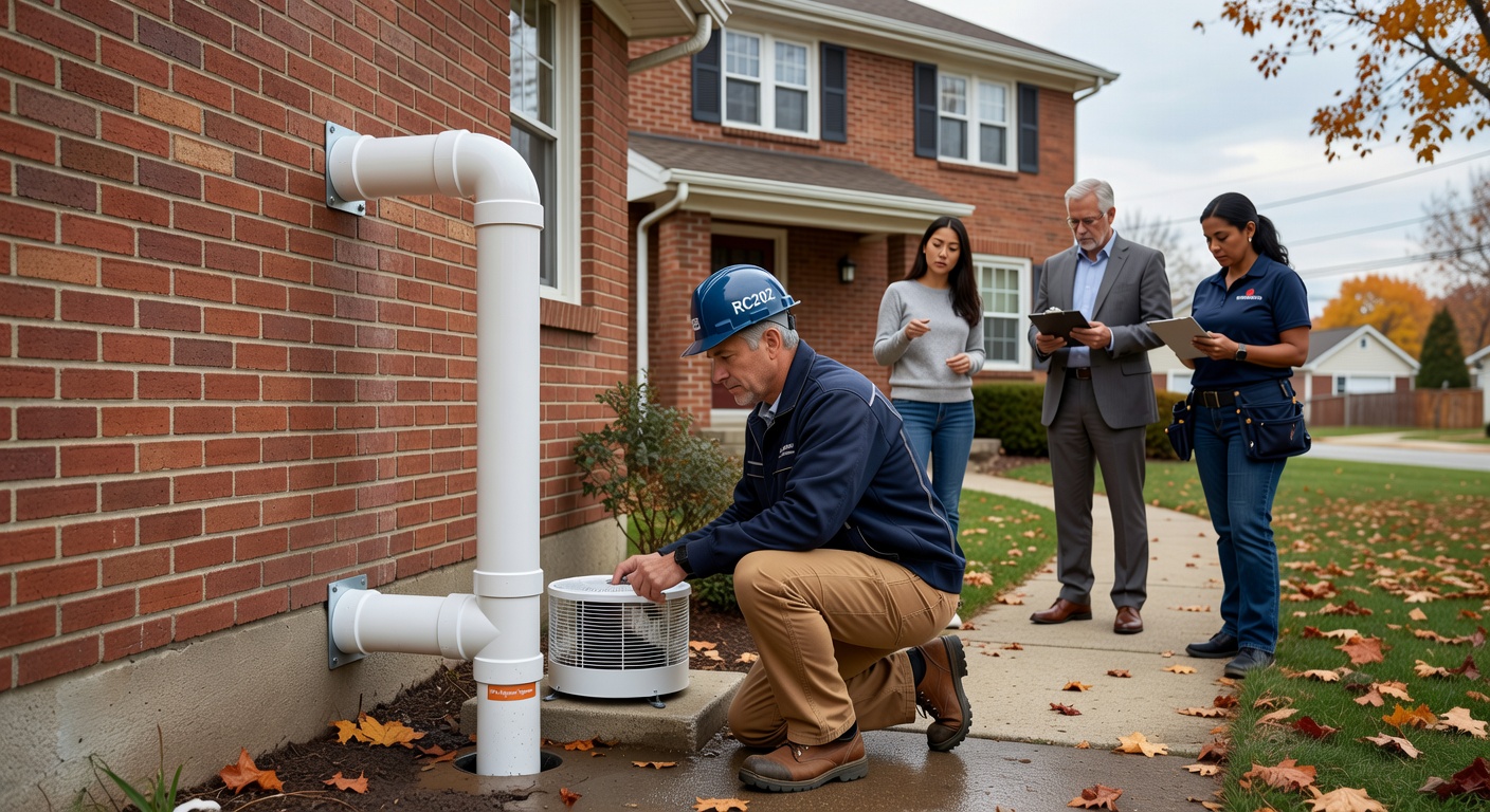 radon mitigation pipe exterior Ohio house professional installation