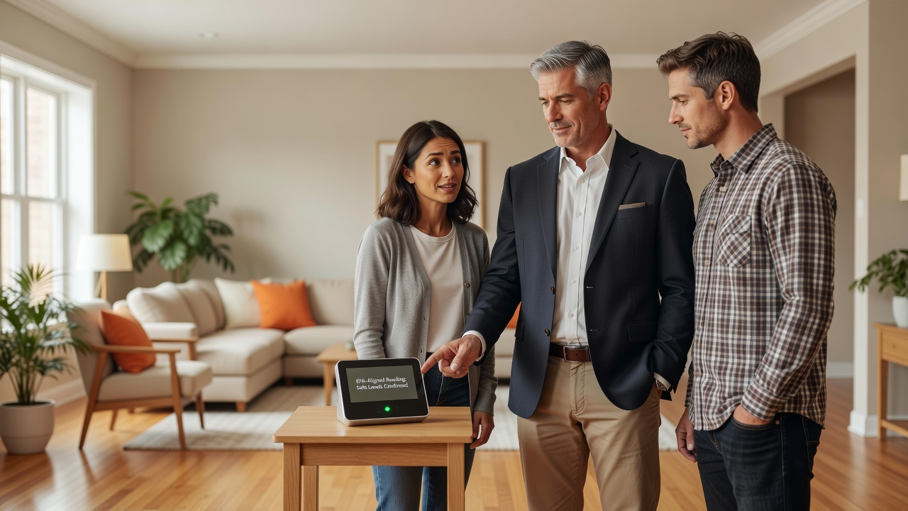 real estate agent showing home client