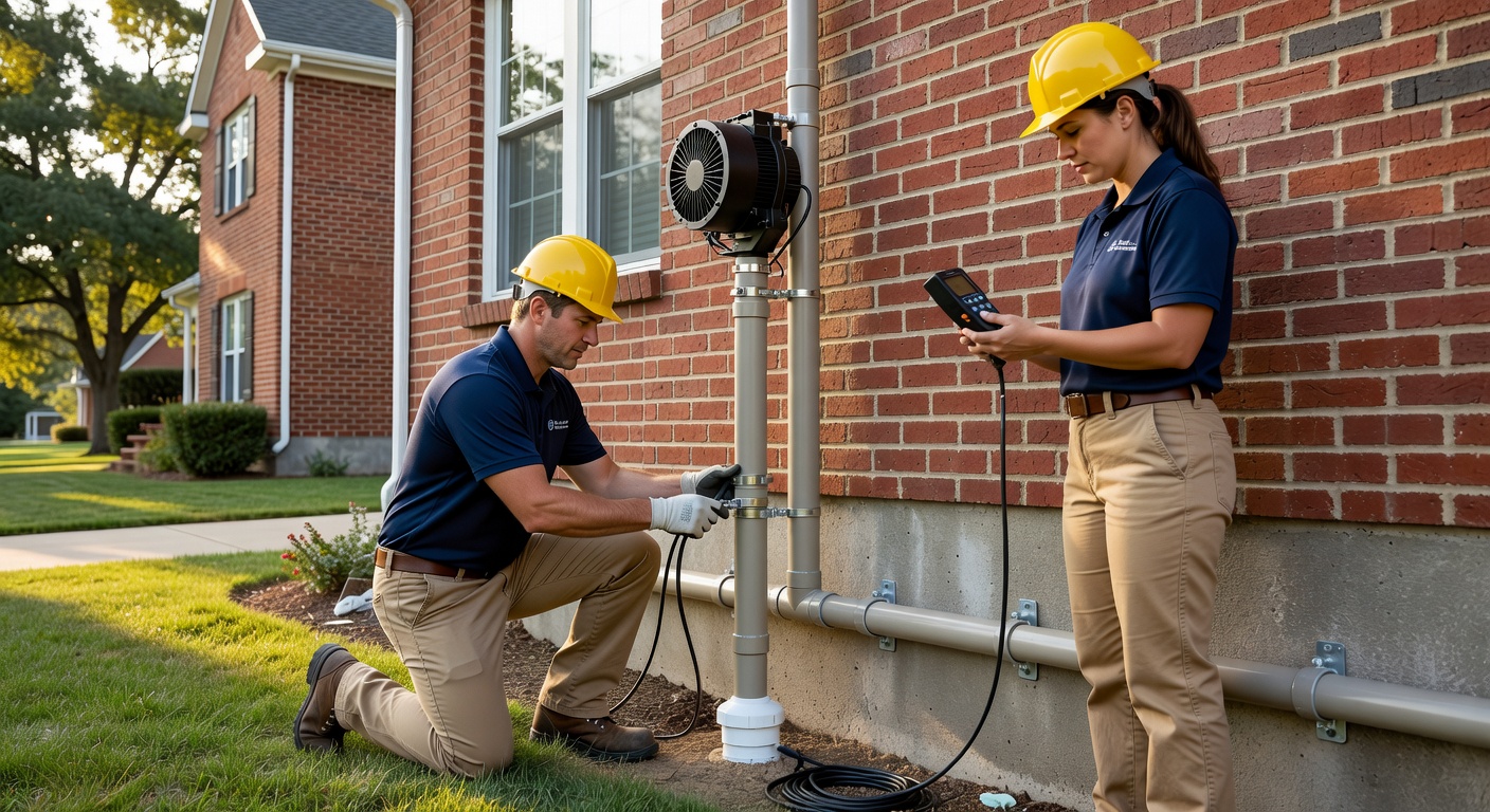 radon mitigation system installation Ohio home exterior