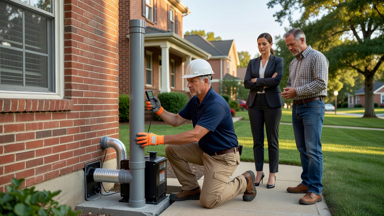 radon mitigation system installation Ohio home exterior