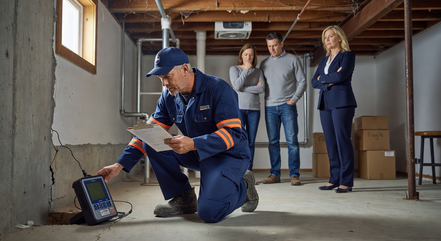 ohio radon mitigation technician inspecting home