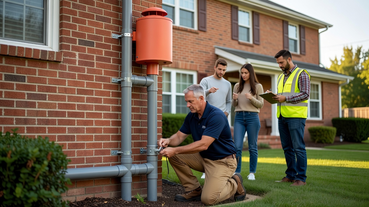 radon fan PVC pipe exterior installation Ohio home