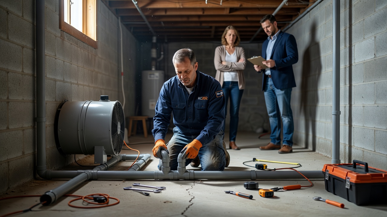 radon mitigation system installation basement professional