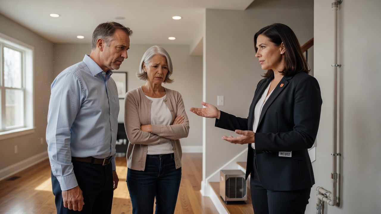 real estate agent showing home client