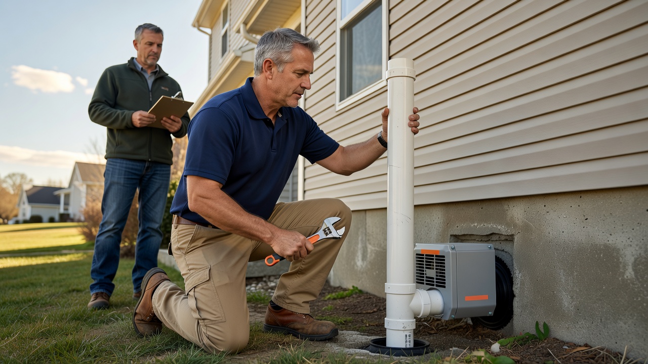 radon mitigation system installation Ohio home exterior