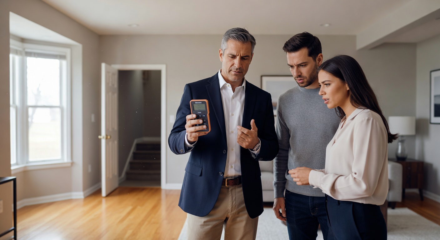 real estate agent showing home client