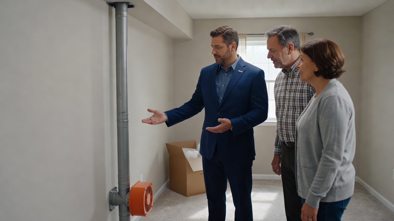 real estate agent showing home client