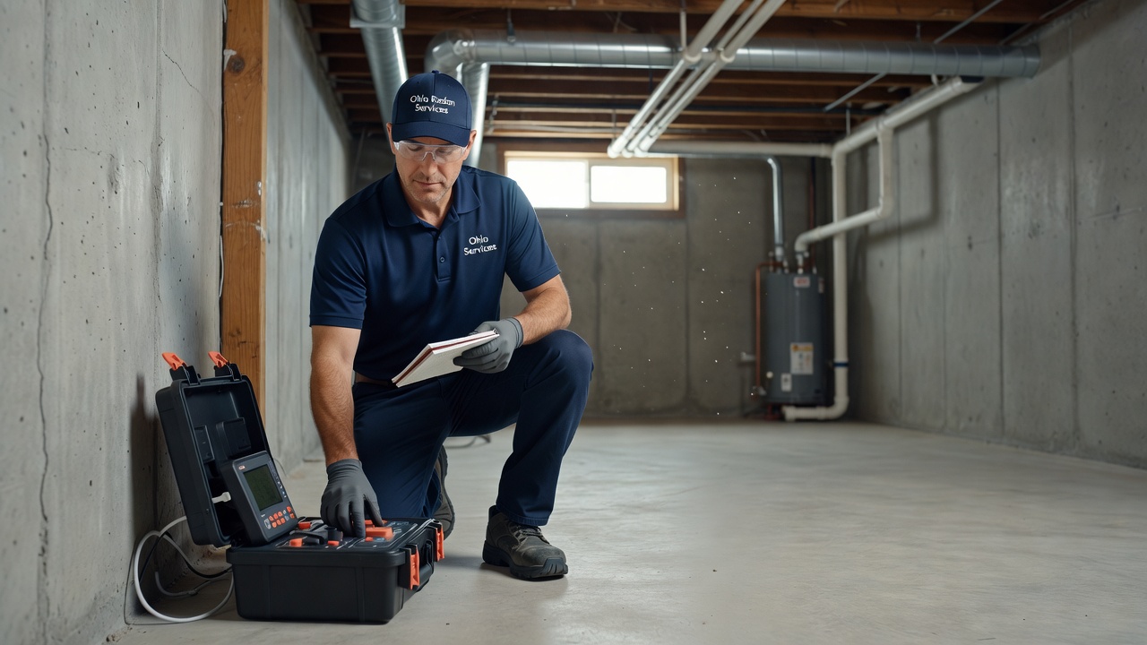 licensed radon technician testing Ohio home