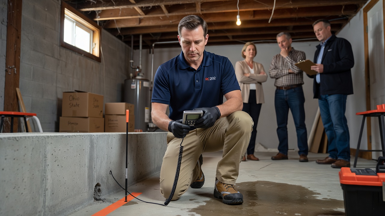 radon technician testing Ohio basement