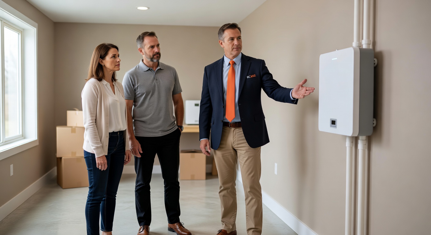 real estate agent showing home client