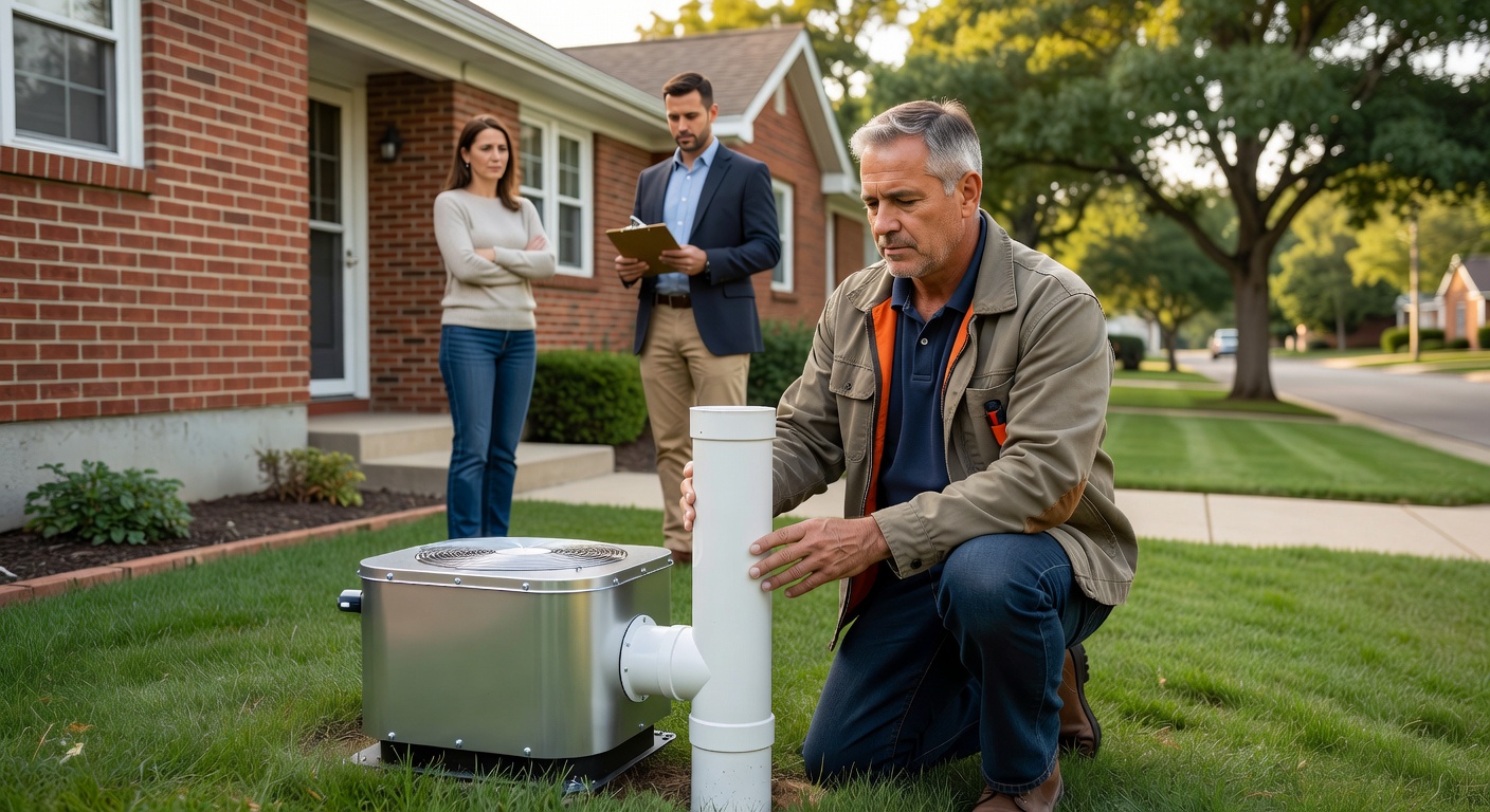 radon mitigation fan exterior pipe Ohio home
