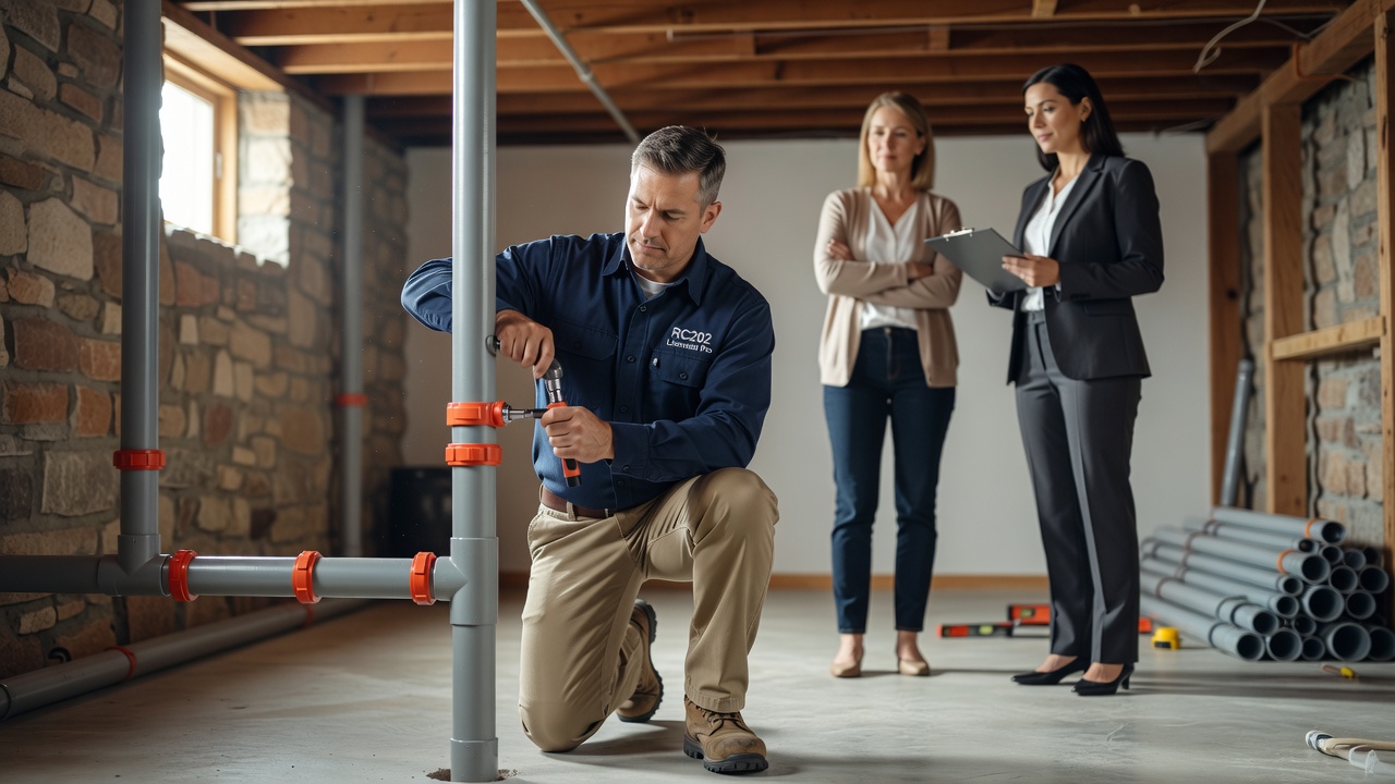 radon mitigation pvc pipe basement installation