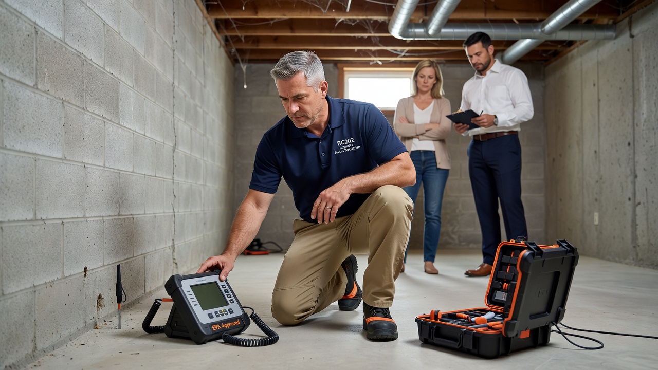 licensed radon technician testing equipment Ohio basement