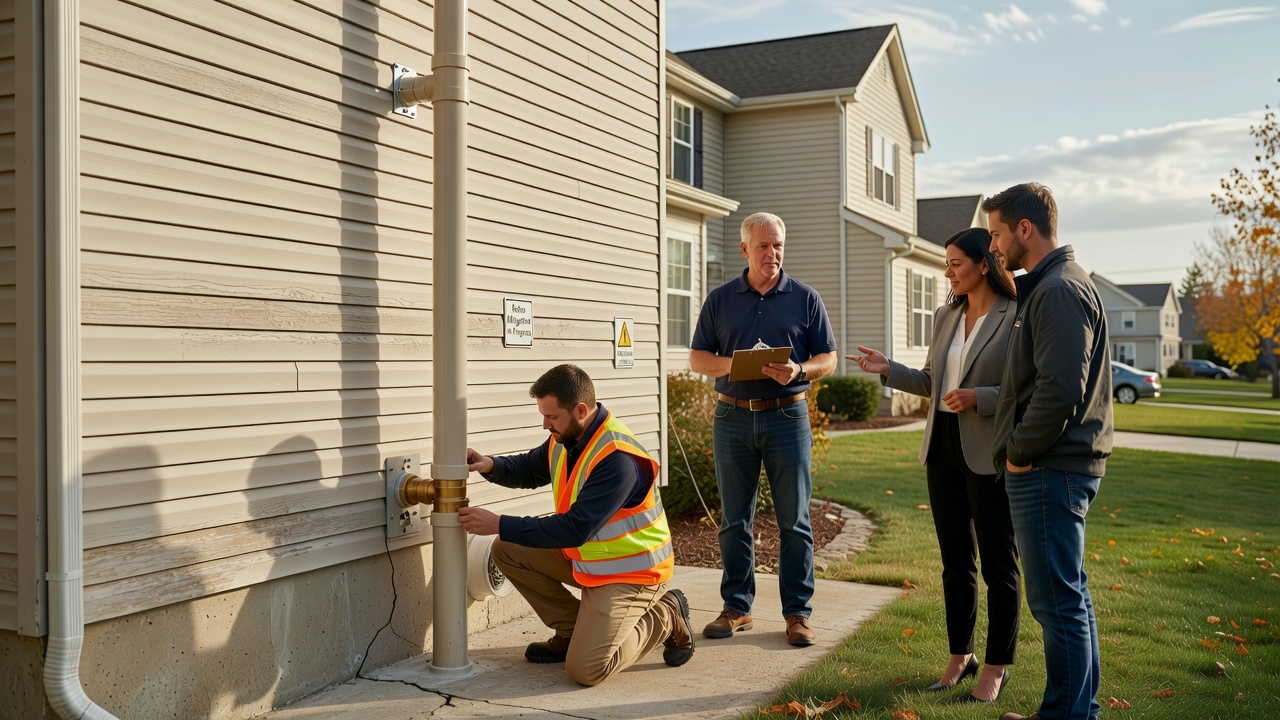 radon mitigation system installed on Ohio home exterior