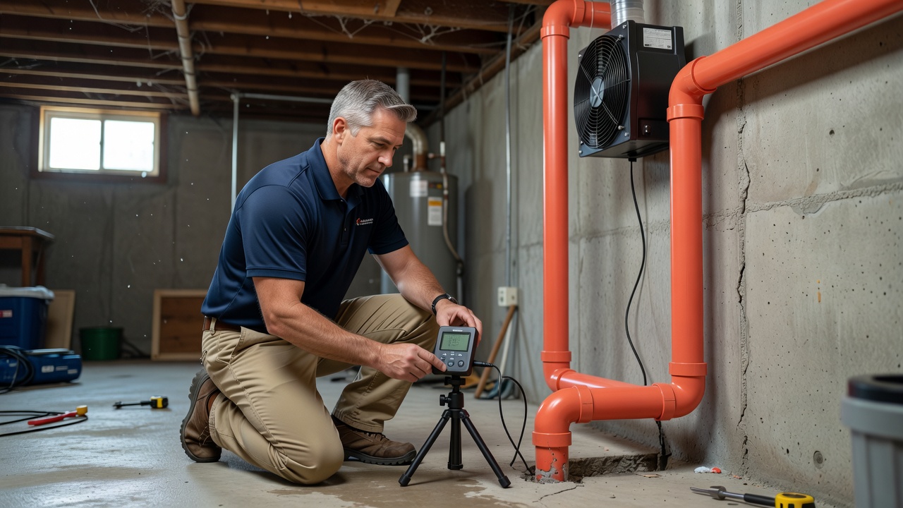 radon testing device basement Ohio home