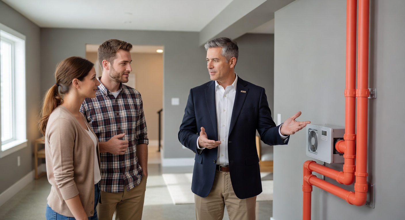 real estate agent showing home client