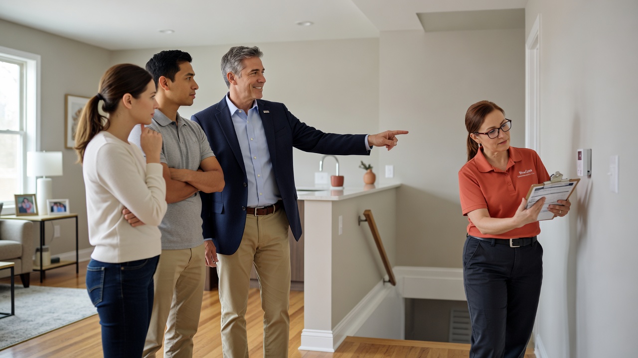 real estate agent showing home client