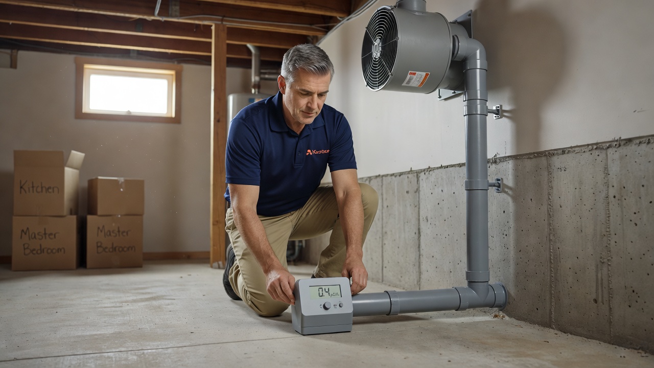 continuous radon monitor device basement