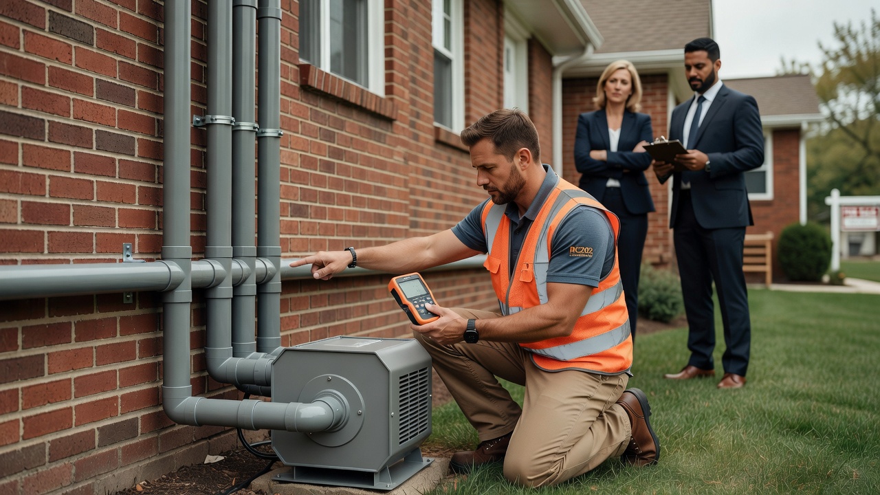 radon mitigation fan PVC pipe exterior house