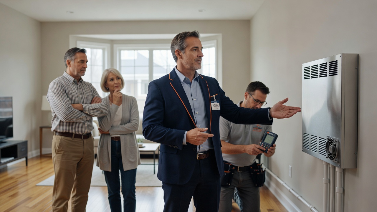 real estate agent showing home client