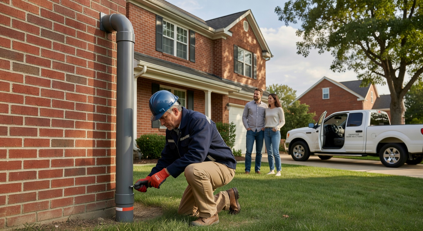 radon mitigation pipe exterior installation Ohio house