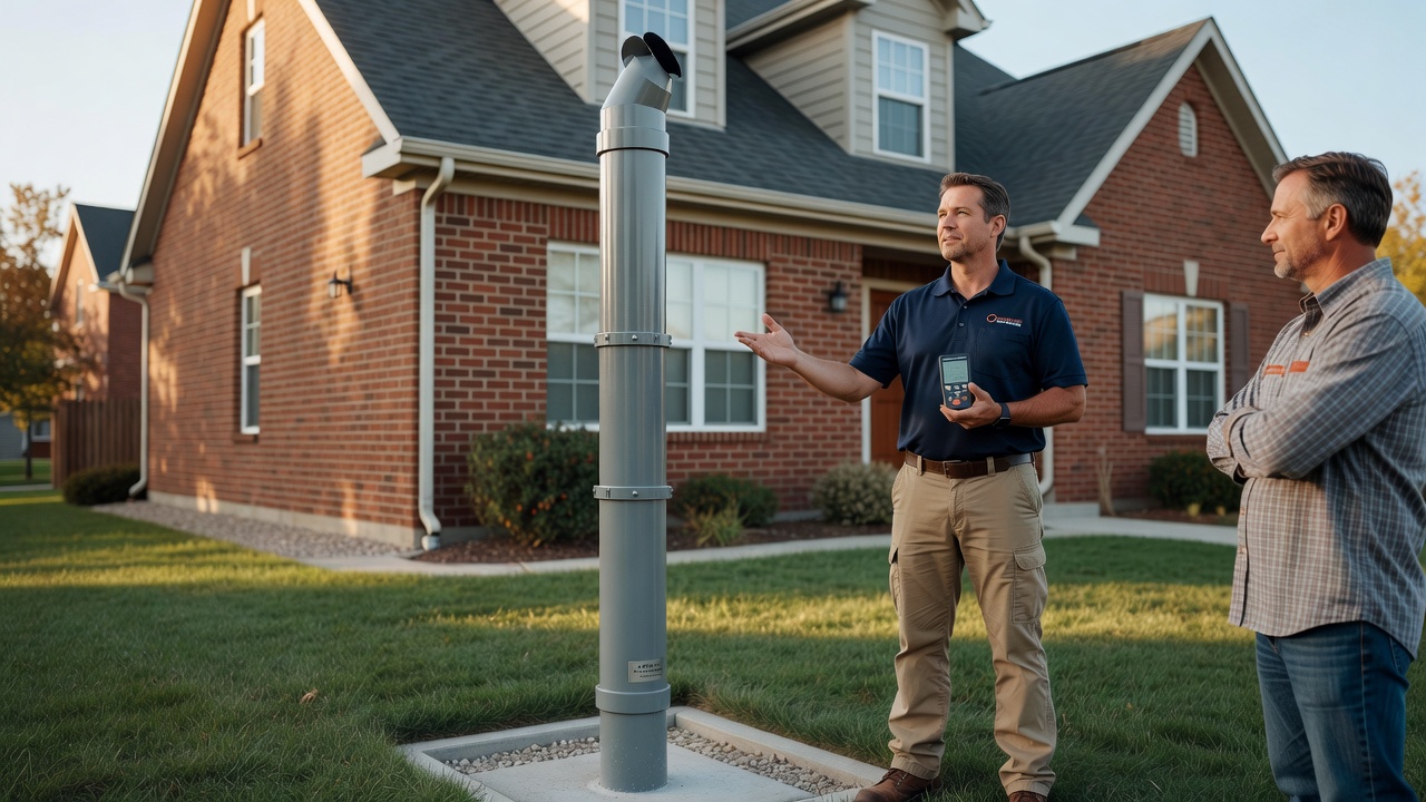 radon mitigation pipe exterior Ohio home