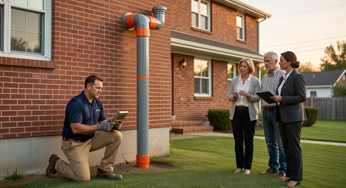 radon mitigation pipe exterior wall Ohio house