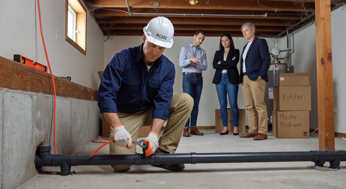 radon mitigation technician installing system Ohio basement