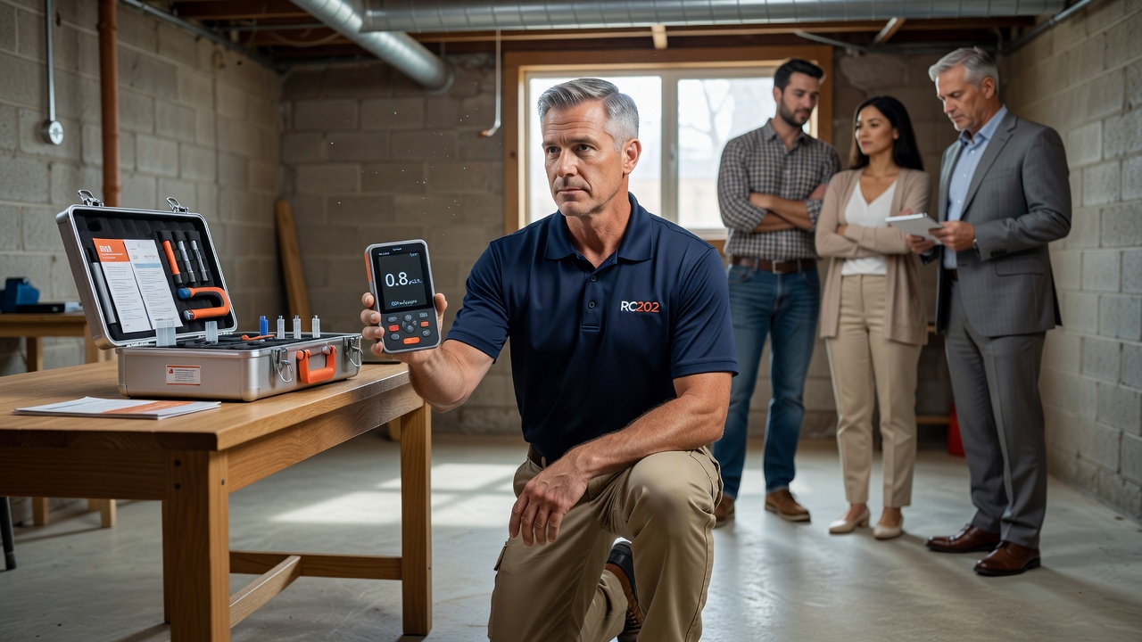 radon test kit measurement pCi/L professional inspector