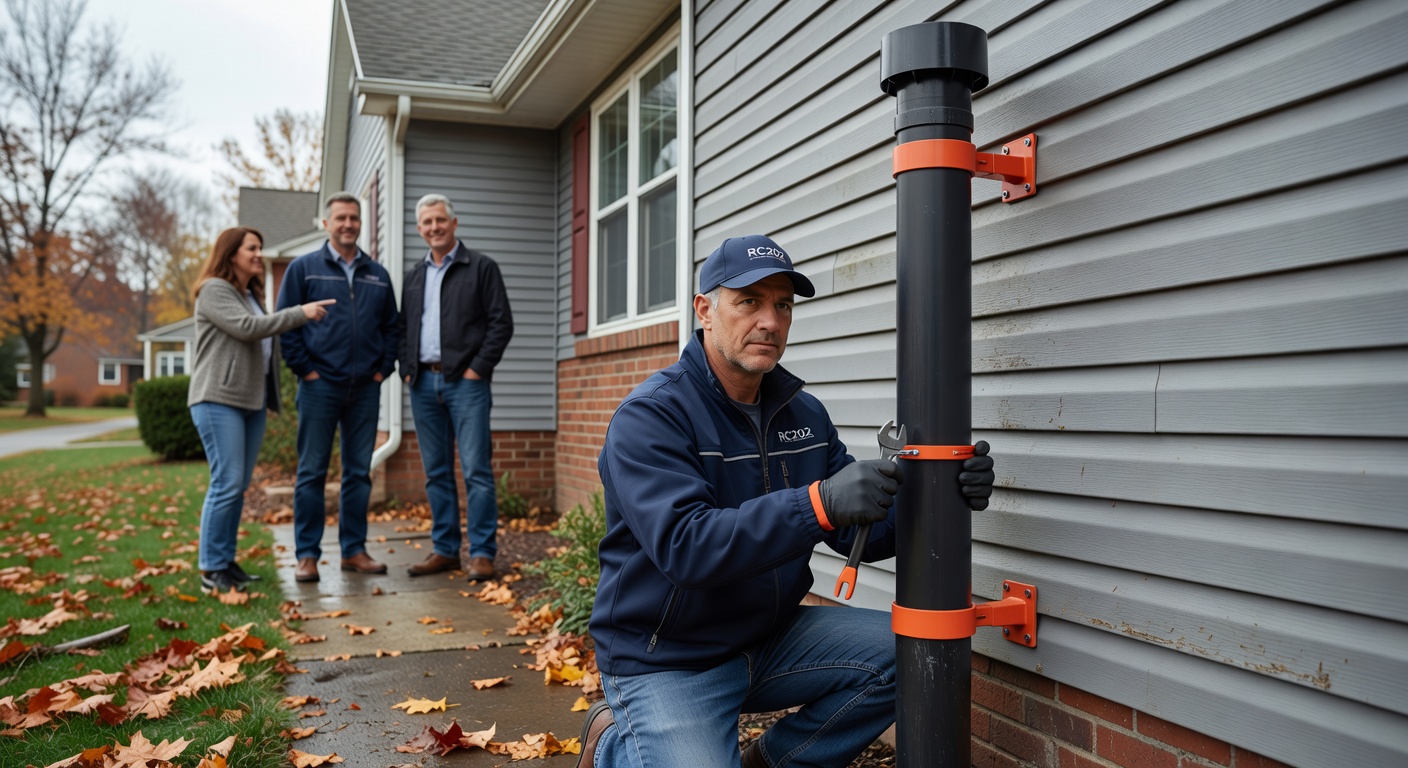 radon mitigation fan exhaust pipe exterior home
