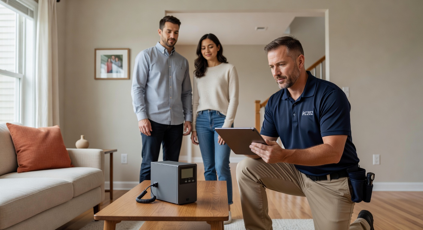 continuous radon monitor device placed in West Chester Ohio home