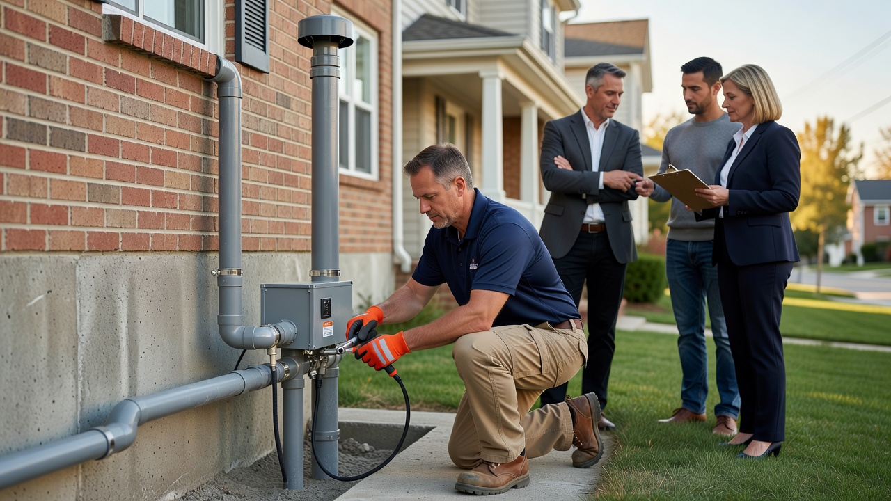 radon mitigation pipe exterior home professional install