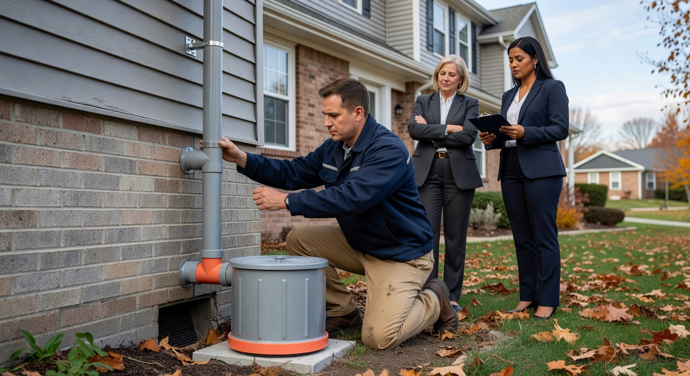 radon mitigation fan exterior pipe residential home