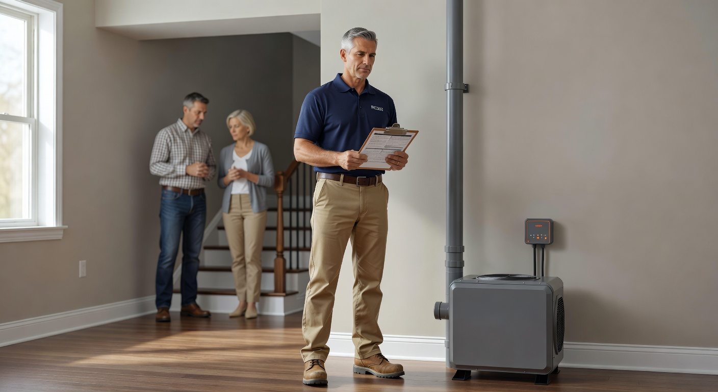 Ohio licensed radon professional with clipboard residential
