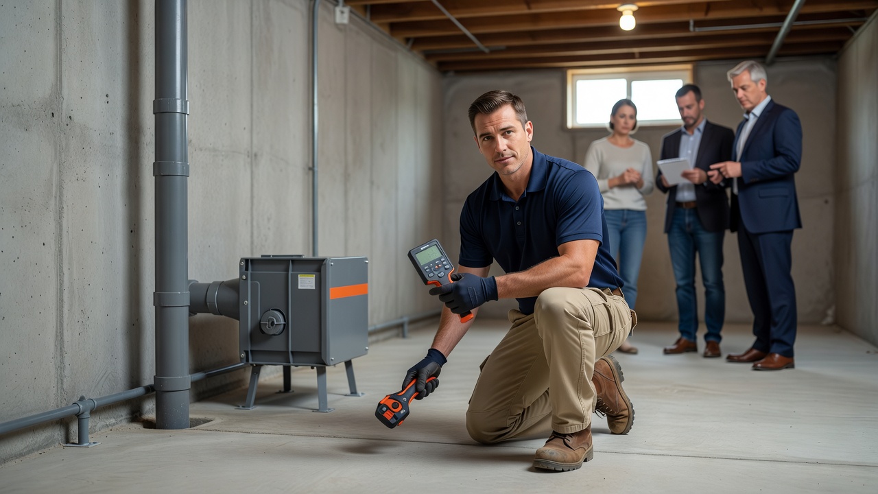 continuous radon monitor device residential basement