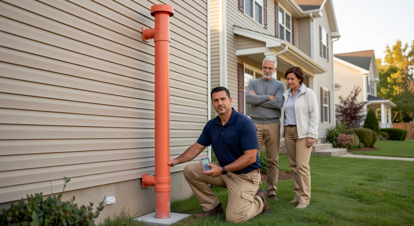 radon mitigation pipe exterior house Ohio