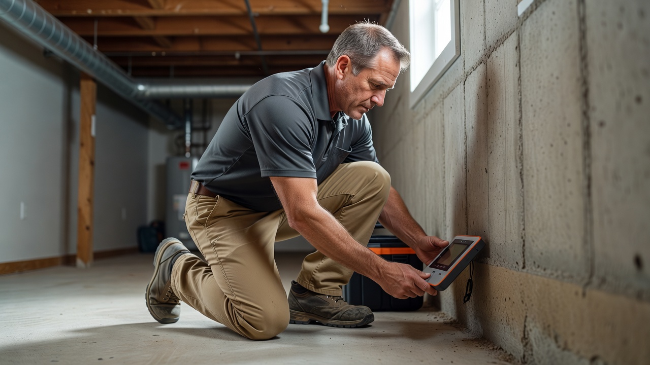 radon technician continuous monitor placement basement